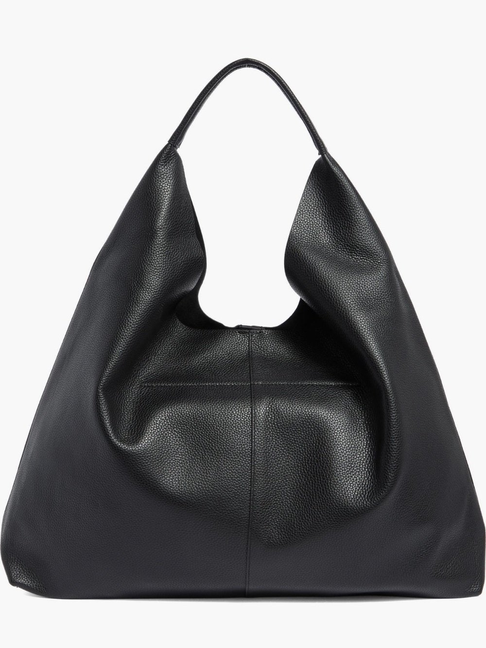 Minimalist Black Leather Hobo Bag with Single Shoulder Handle